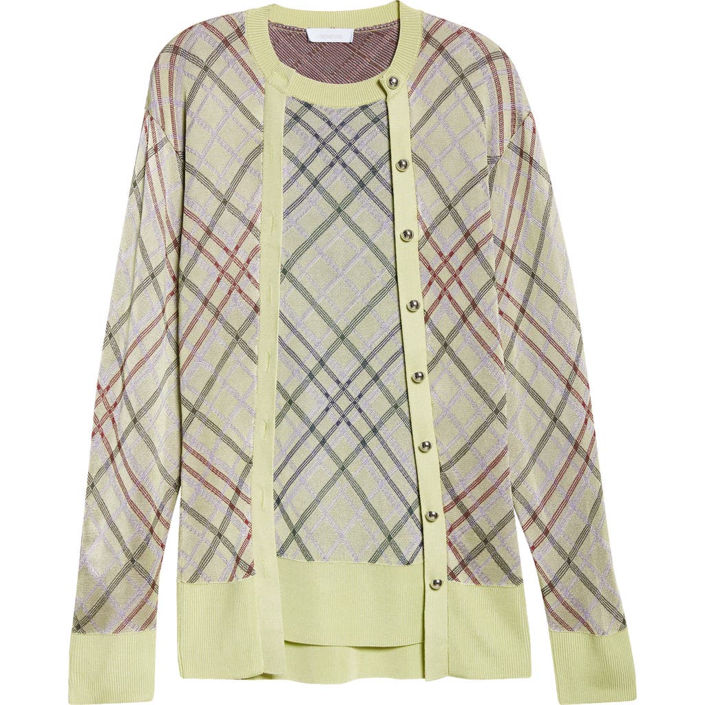 RABANNE RABANNE PLAID LONG SLEEVE SWEATER