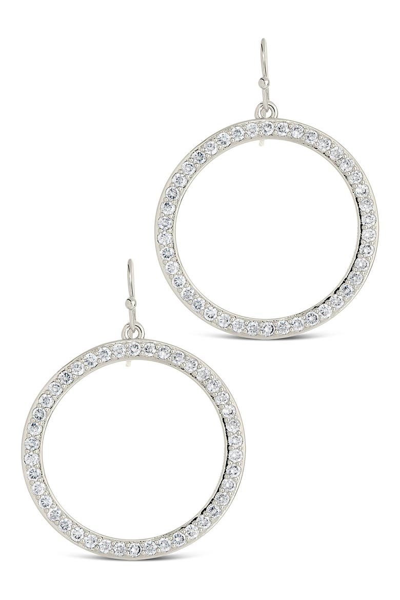 Della Cubic Zirconia Circle Drop Earrings, Alternate, color, SILVER