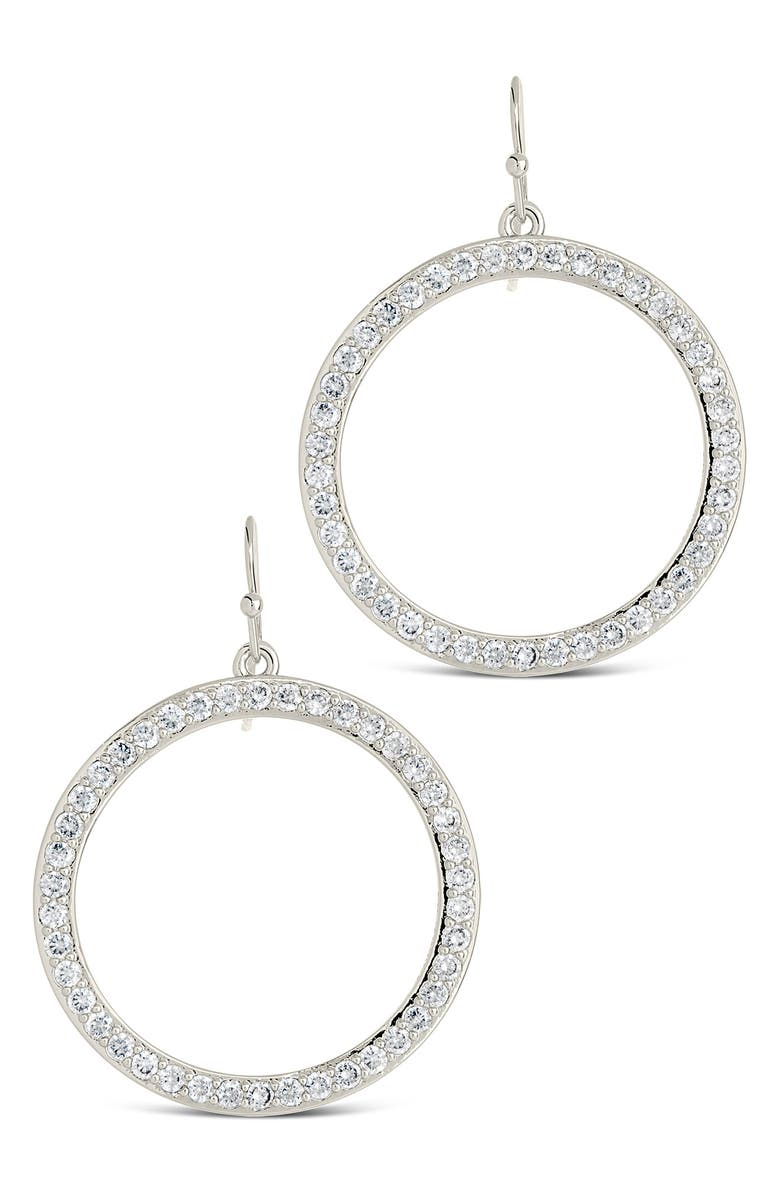 Sterling Forever Della Cubic Zirconia Circle Drop Earrings, Alternate, color, Silver