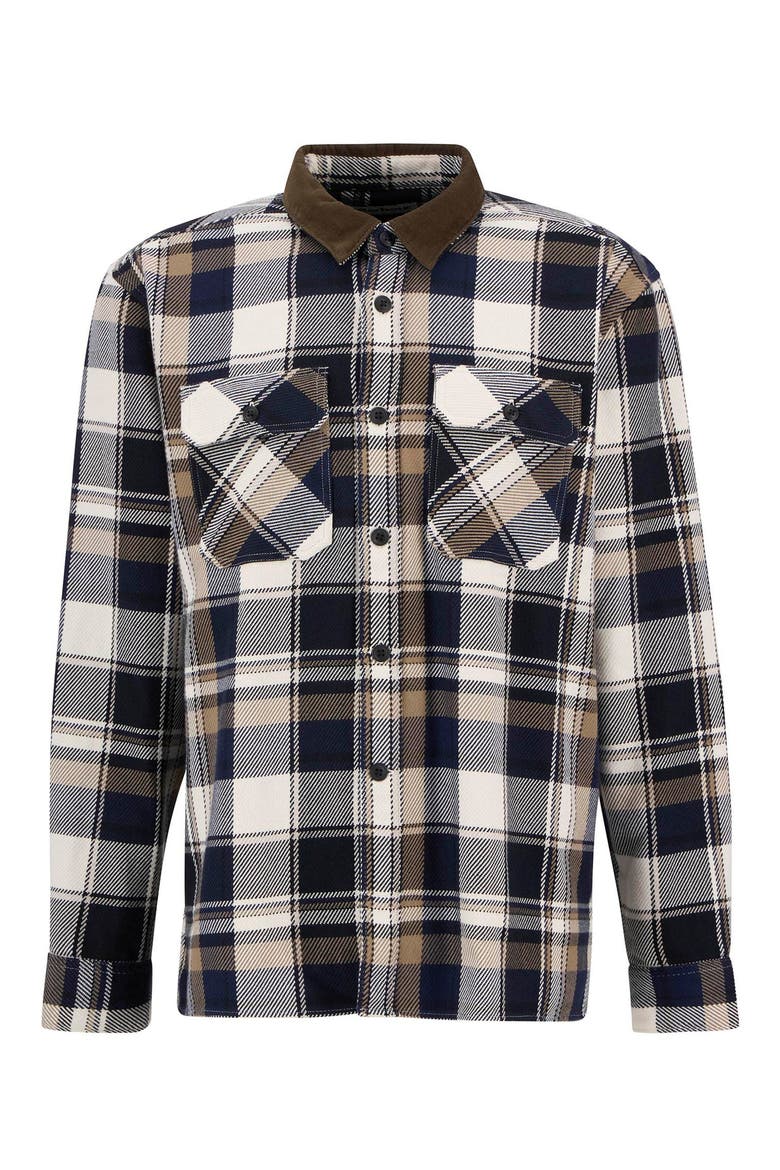 Grasmoor Plaid Heavyweight Cotton Twill Button-Up Shirt, Alternate, color, NAVY