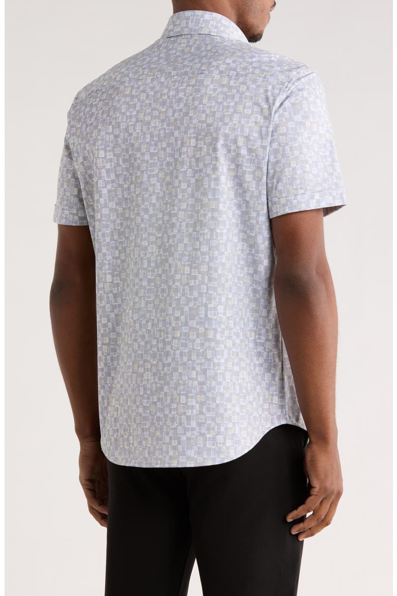 Print Short Sleeve Button-Up Shirt, Alternate, color, DESERT