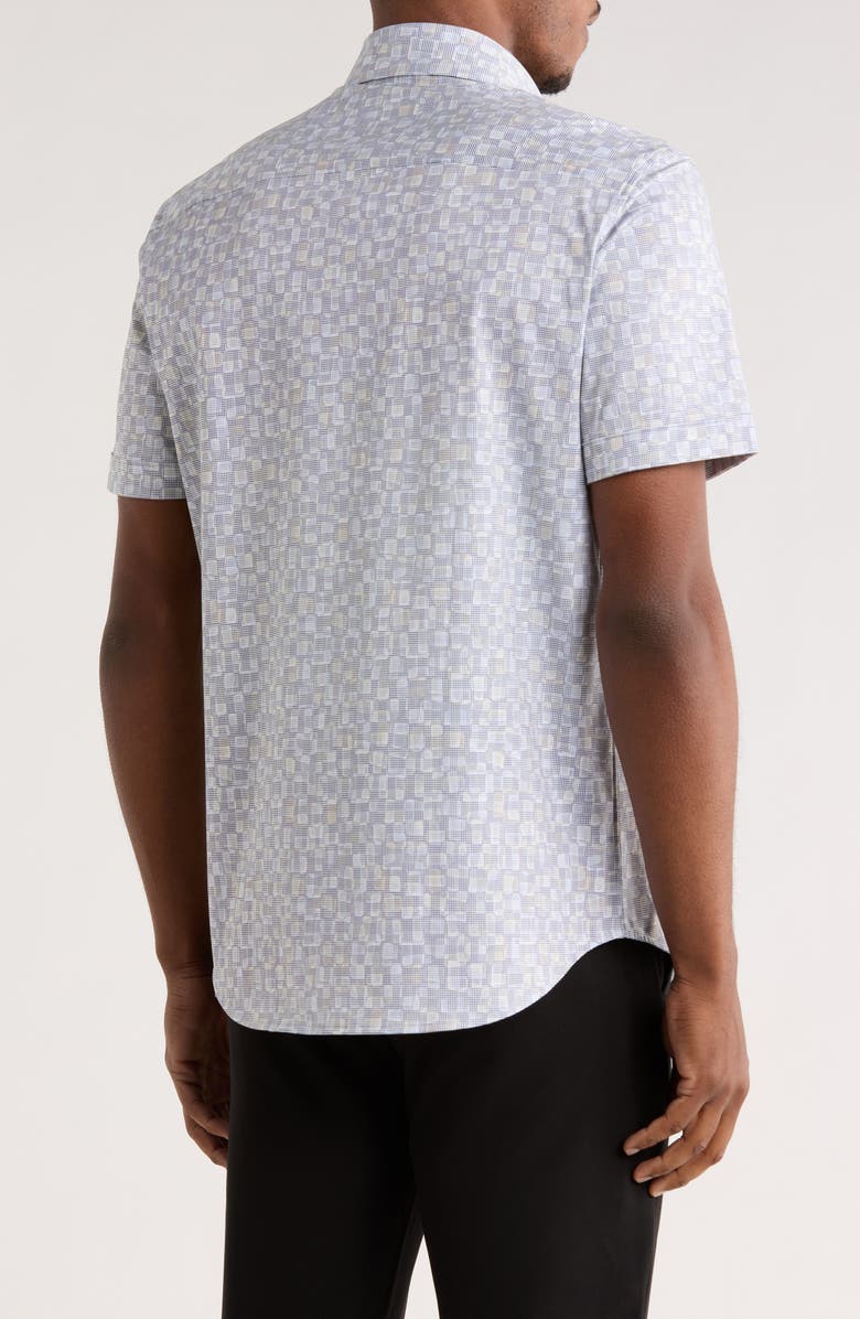 Bugatchi Print Short Sleeve Button-Up Shirt, Alternate, color, Desert
