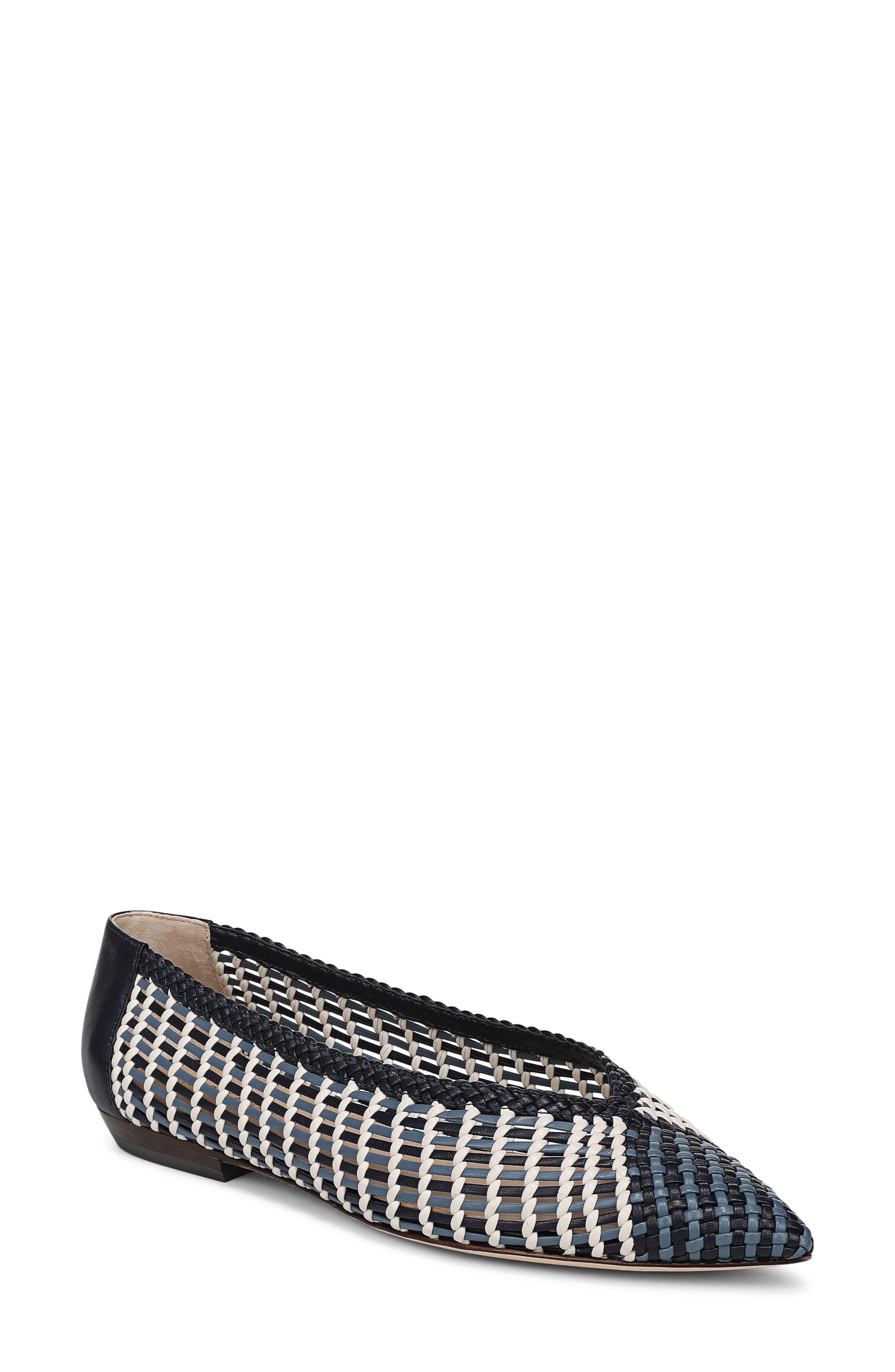 Veronica Beard Bancroft Woven Pointed Toe Flat, Main, color, Blue Multi-Dm