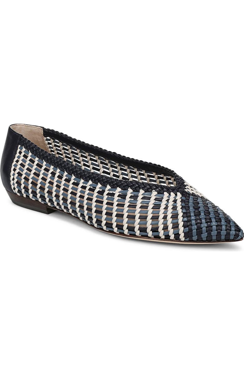 Veronica Beard Bancroft Woven Pointed Toe Flat, Main, color, Blue Multi-Dm
