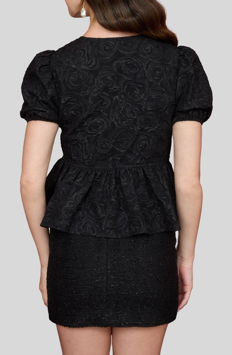 Blu Pepper Rose Jacquard Peplum Top, Alternate, color, Black