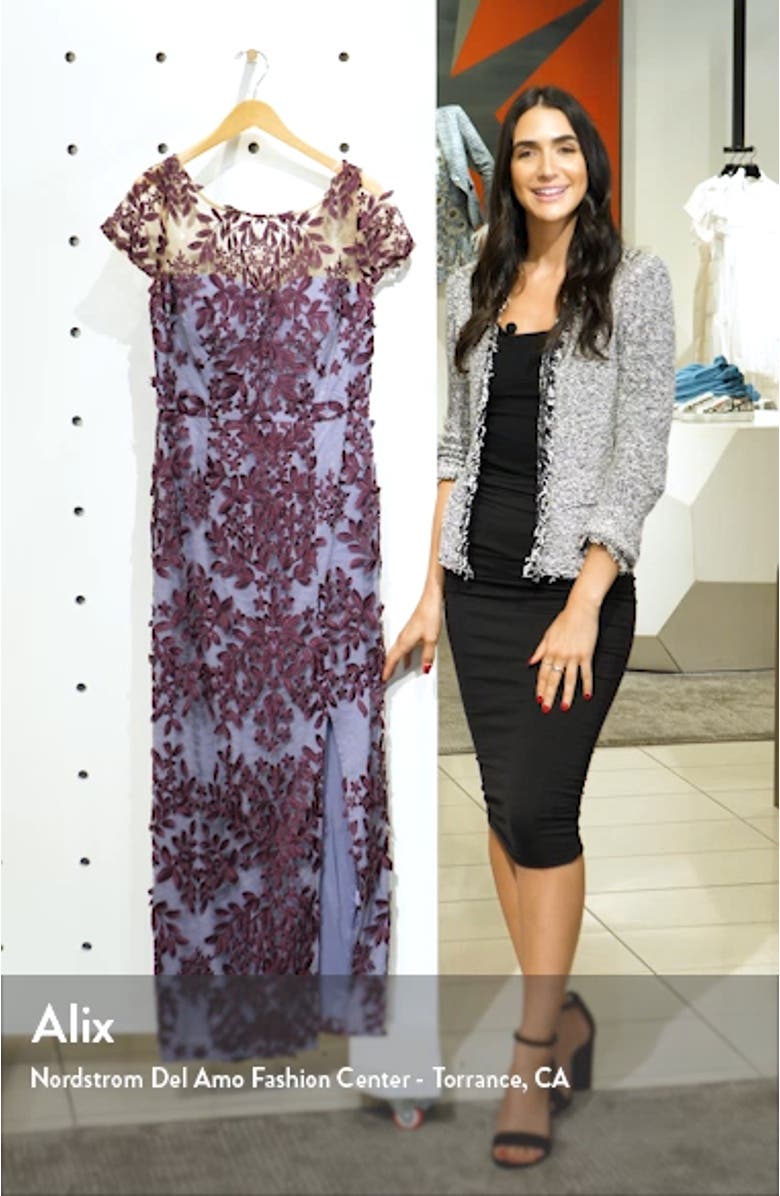 Leaf Embroidered Evening Dress, sales video thumbnail