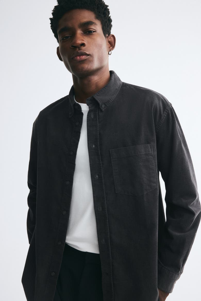 Regular-fit Corduroy Shirt, Alternate, color, Dark denim gray