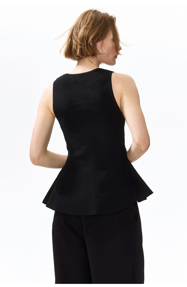 H&M Rib-knit Peplum Waistcoat, Alternate, color, Black