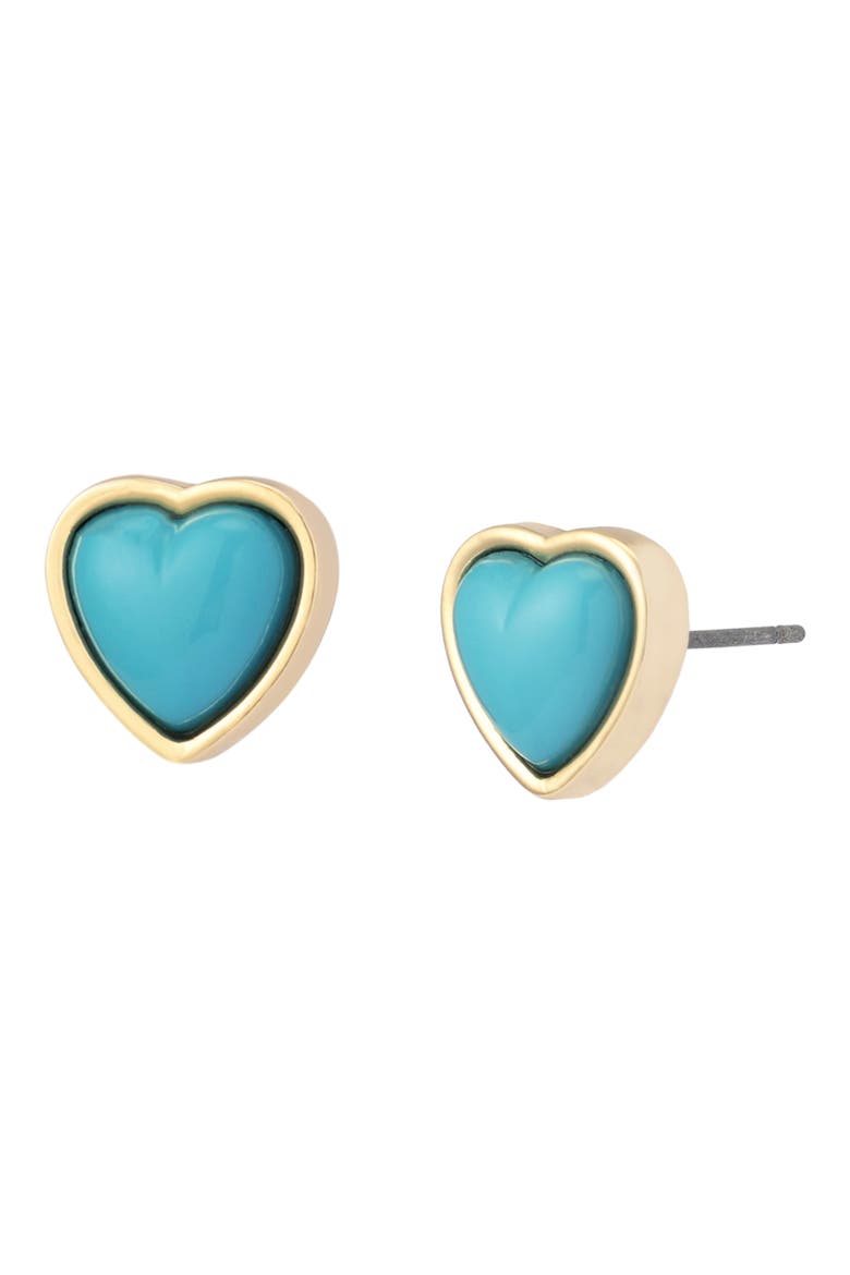 Heart Stud Earrings, Main, color, TURQUOISE