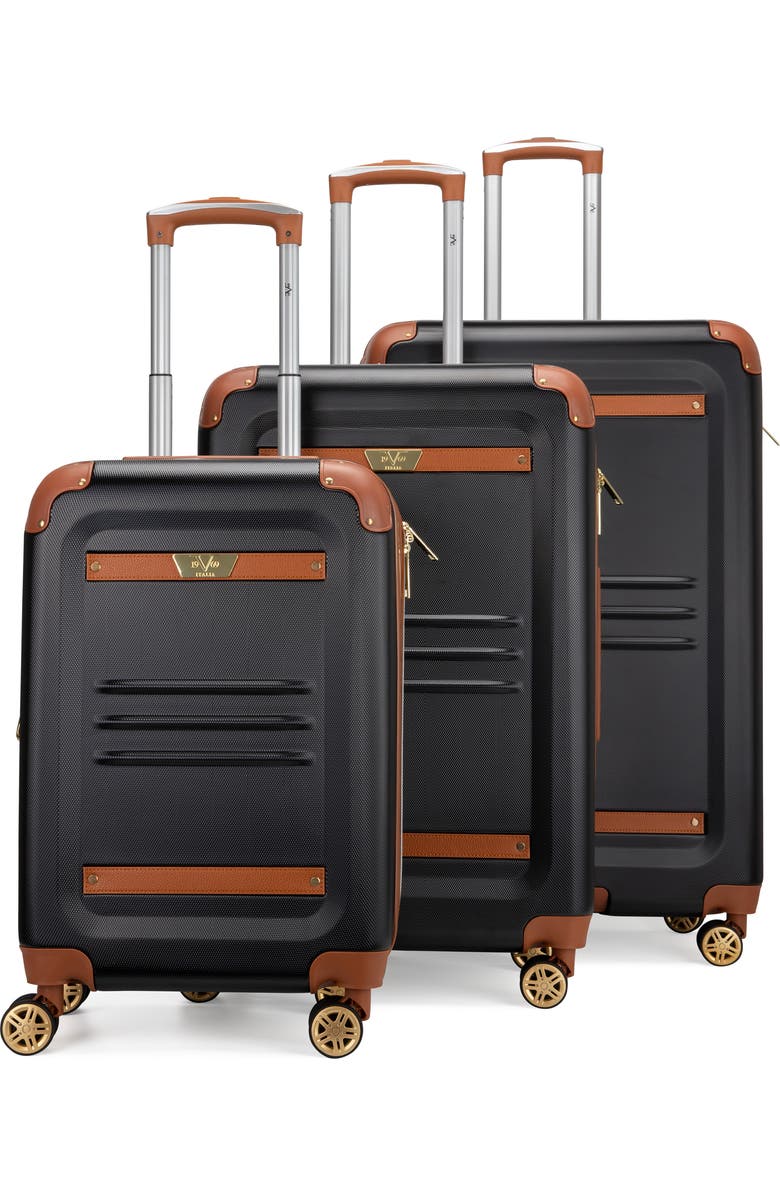 19V69 ITALIA Vintage 3 Piece Expandable Spinner Luggage Set, Main, color, Black