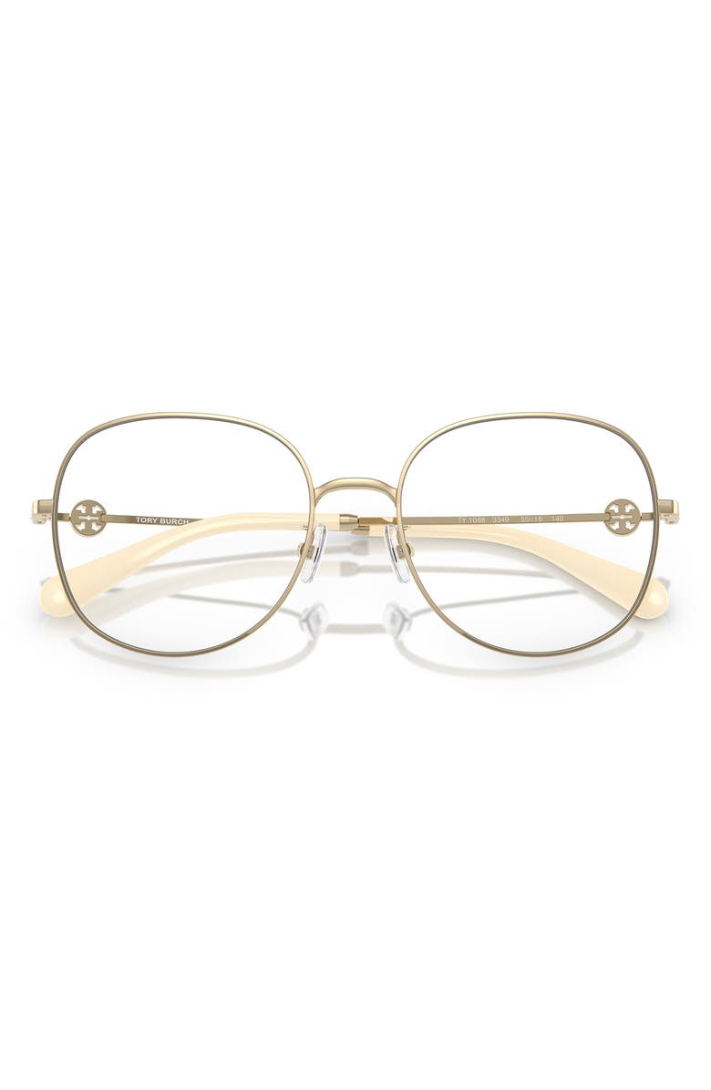 Tory Burch 55mm Round Optical Glasses, Alternate, color, Gold Pink