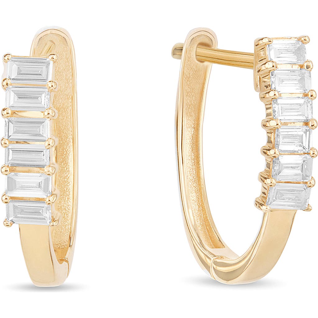 LANA LANA MINI BAGUETTE DIAMOND HUGGIE HOOP EARRINGS