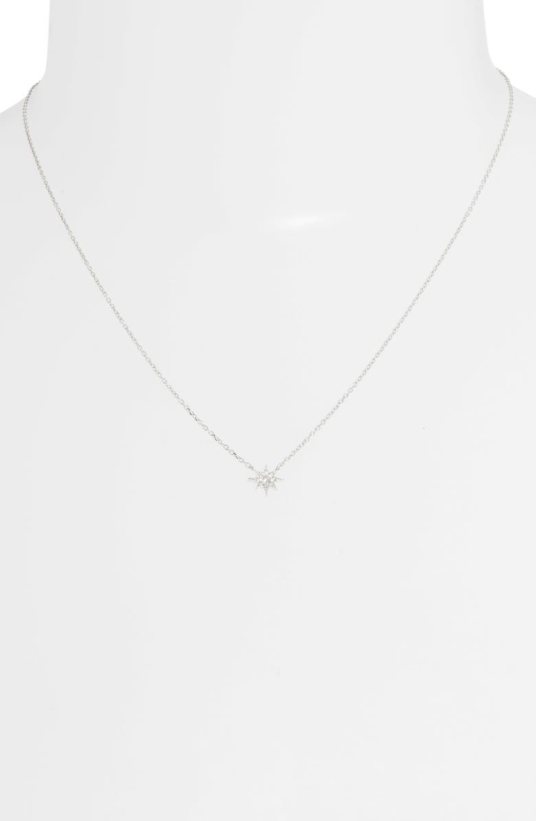 Anzie Sapphire Starburst Pendant Necklace, Alternate, color, White Silver