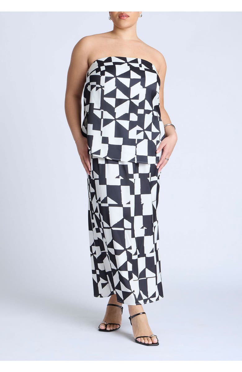 ELOQUII Column Satin Tube Top, Alternate, color, All There