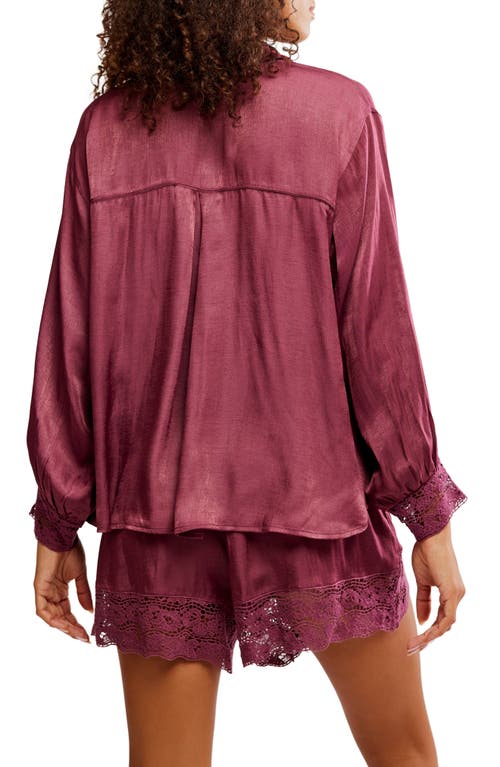Free People Midnight Muse Pajama Shirt In Purple