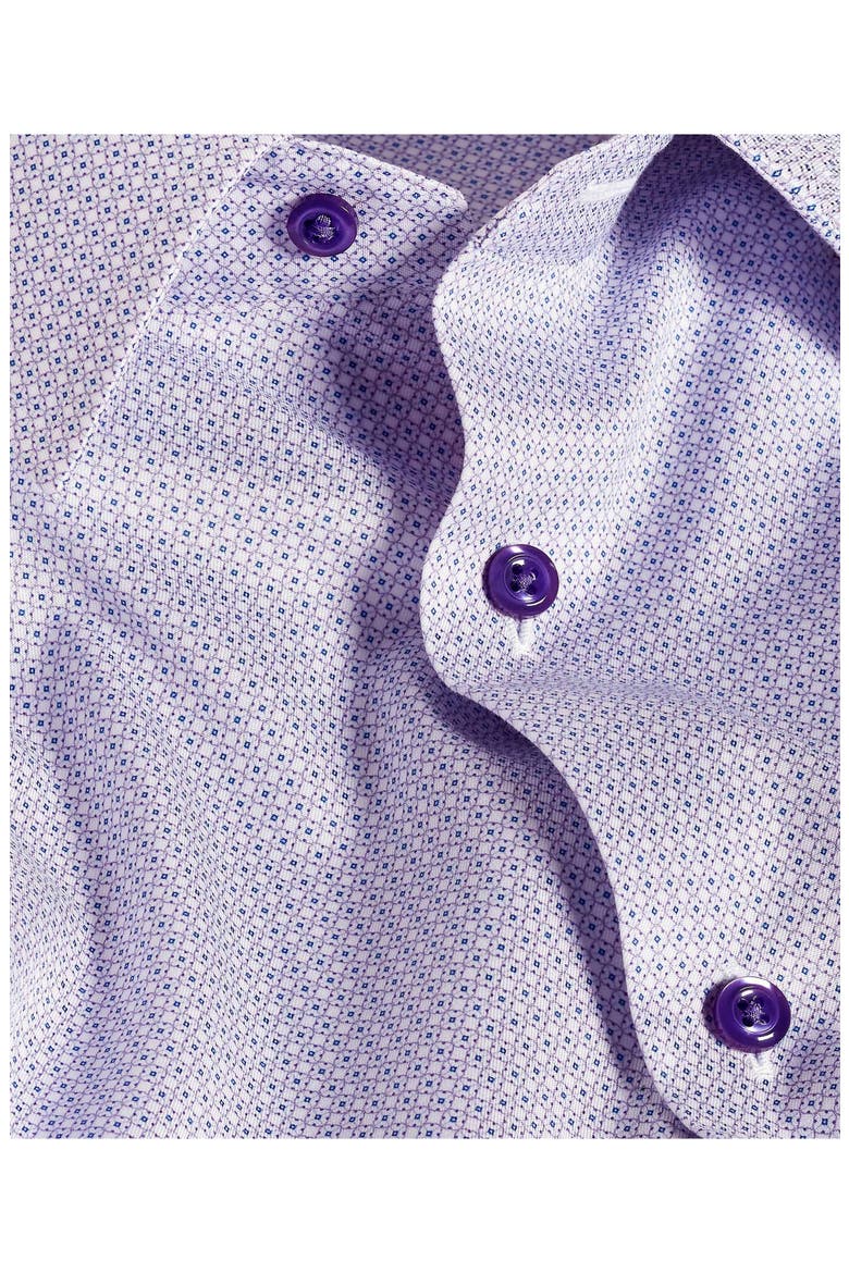 Regular Fit Geometric Cotton Dress Shirt, Alternate, color, WHITE/LILAC