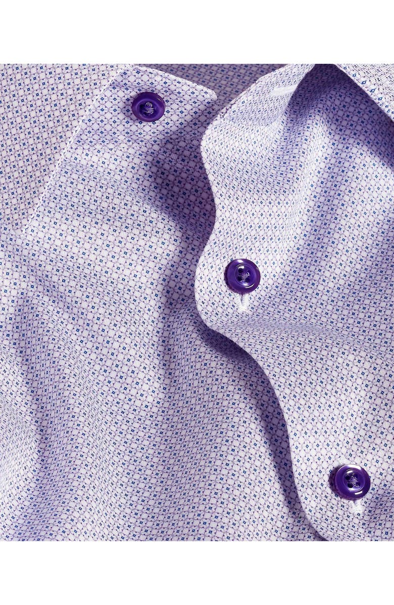 David Donahue Regular Fit Geometric Cotton Dress Shirt, Alternate, color, White/Lilac