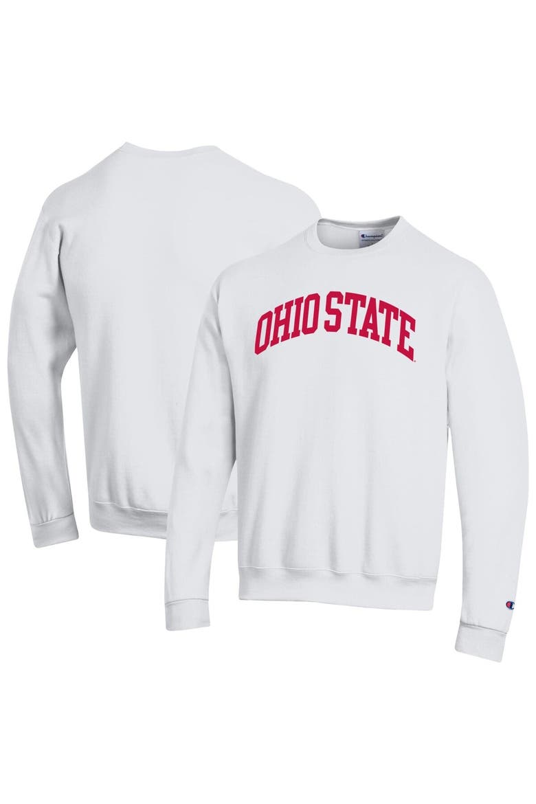 Men's Champion  White Ohio State Buckeyes Basic Arch Fleece Pullover Sweatshirt, Main, color, White
