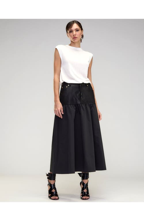 Shop Cynthia Rowley Downtown Leather Nylon Skirt In Black