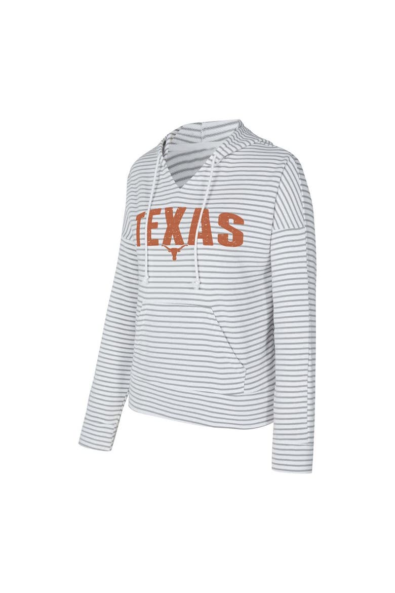 Men's Concepts Sport  White/Gray Texas Longhorns French Terry Striped V-Neck Pullover Hoodie, Alternate, color, White