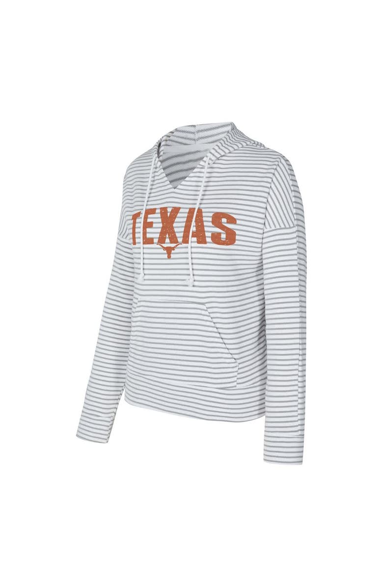 CONCEPTS SPORT Men's Concepts Sport  White/Gray Texas Longhorns French Terry Striped V-Neck Pullover Hoodie, Alternate, color, White