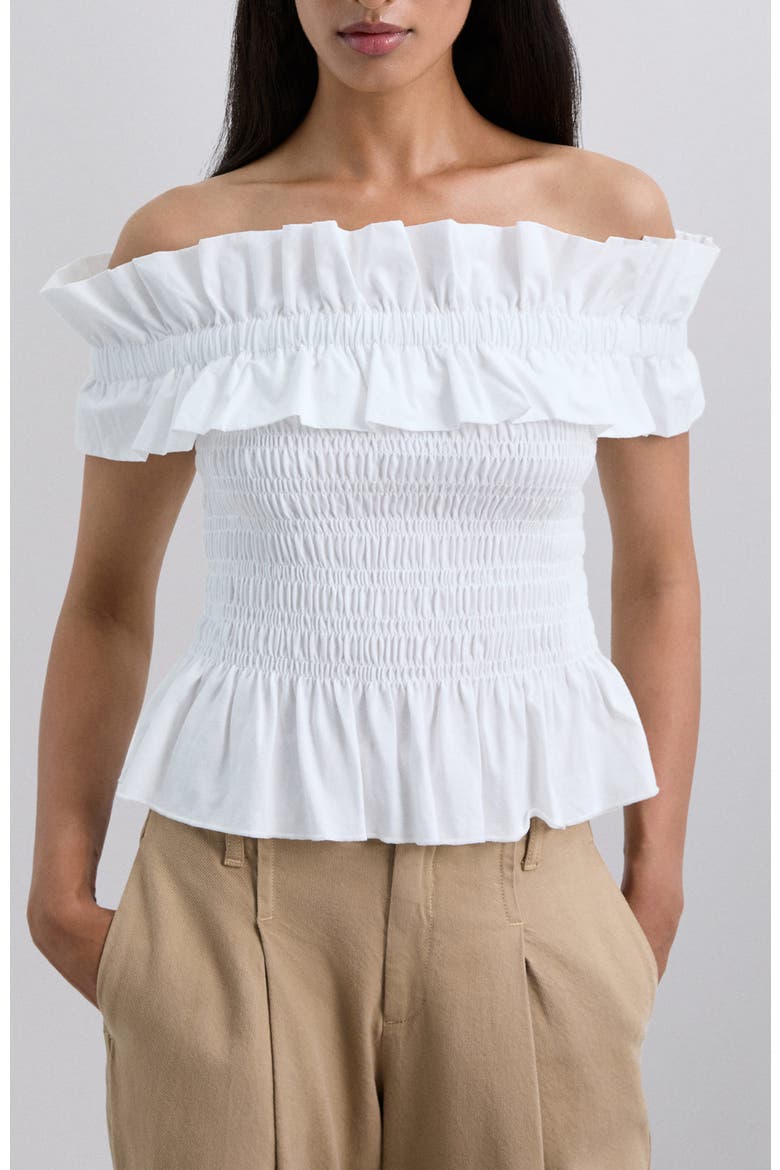 Offshoulderpoplin Tee, Main, color, White