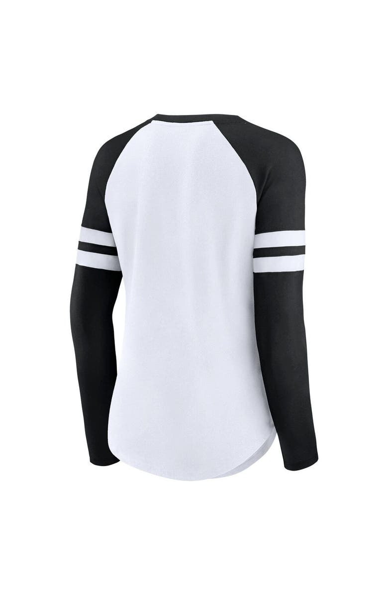 FANATICS Women's Fanatics Branded White Las Vegas Raiders Plus Size True to Form Lace-Up V-Neck Raglan Long Sleeve T-Shirt, Alternate, color, 