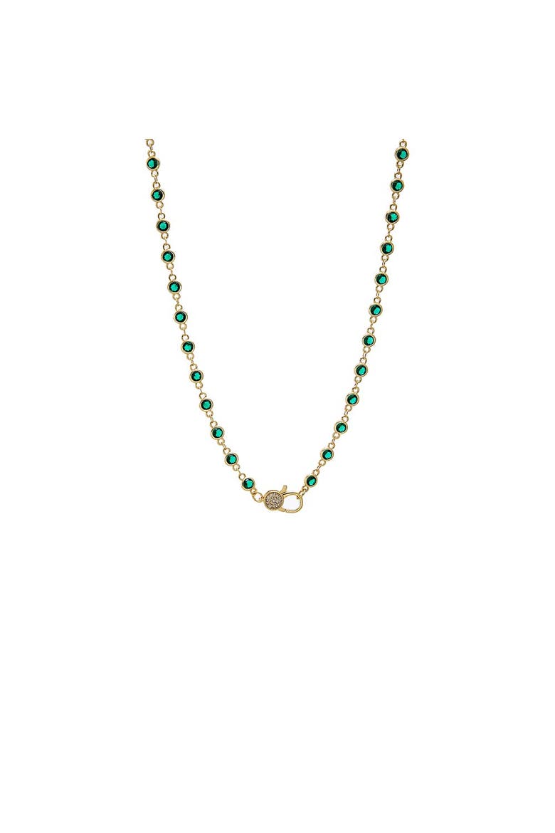 Emerald Green CZ Station Pave Lobster Clasp Chain Necklace, Main, color, Emerald Green