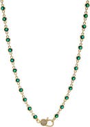 BY ADINA EDEN Emerald Green CZ Station Pave Lobster Clasp Chain Necklace