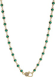 BY ADINA EDEN Emerald Green CZ Station Pave Lobster Clasp Chain Necklace
