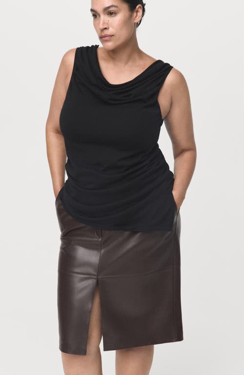 Mango Faux Leather Pencil Skirt In Brown
