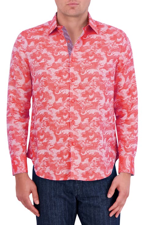 Poseidon Linen & Cotton Jacquard Button-Up Shirt