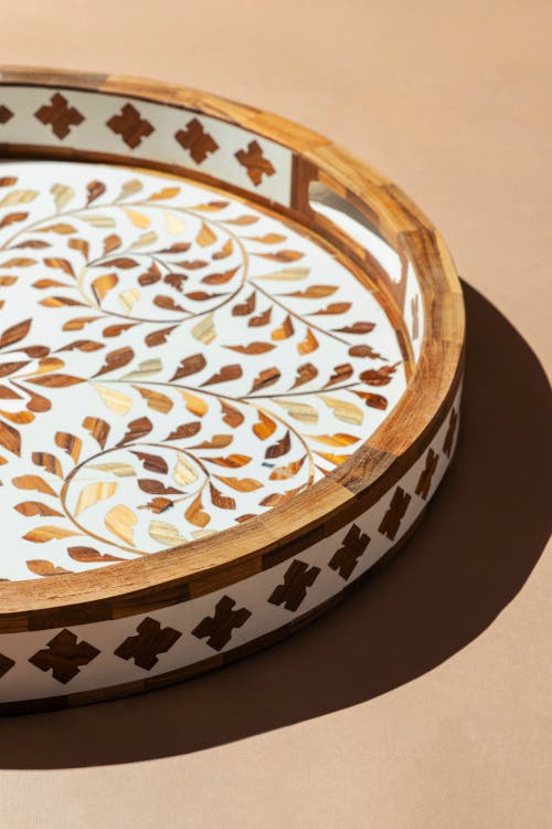 Gauri Kohli Jodhpur Round Tray In Brown
