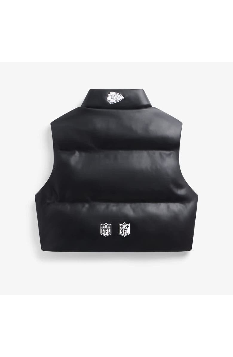Off Season Women's Black Kansas City Chiefs Faux Leather Cropped Puffer Vest, Alternate, color, Black