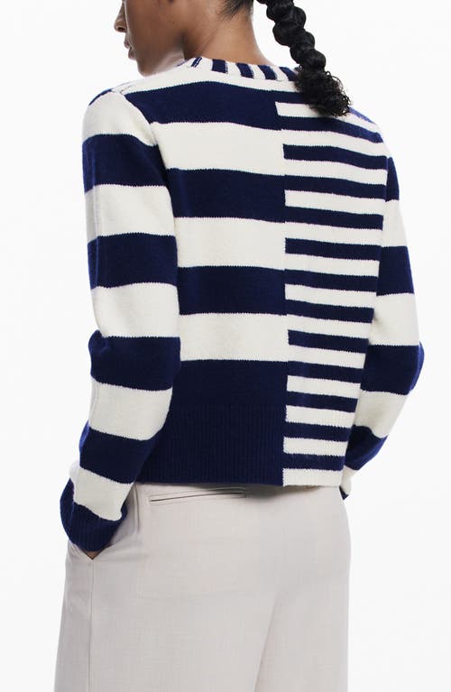Desigual Mixed Stripe Sweater In Blue