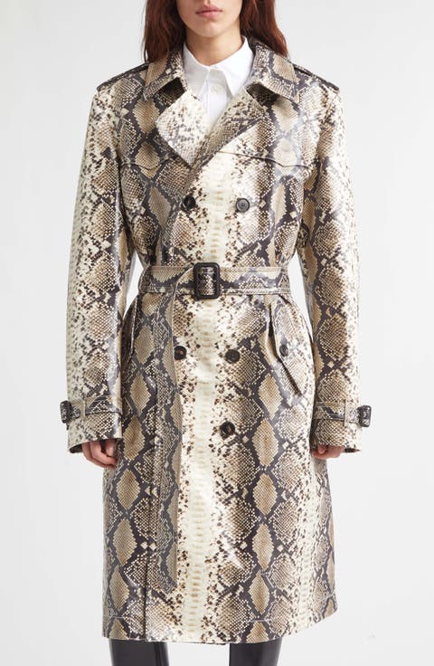 Foxfield Snakeskin Print Coated Trench Coat