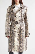 Burberry Foxfield Snakeskin Print Coated Trench Coat