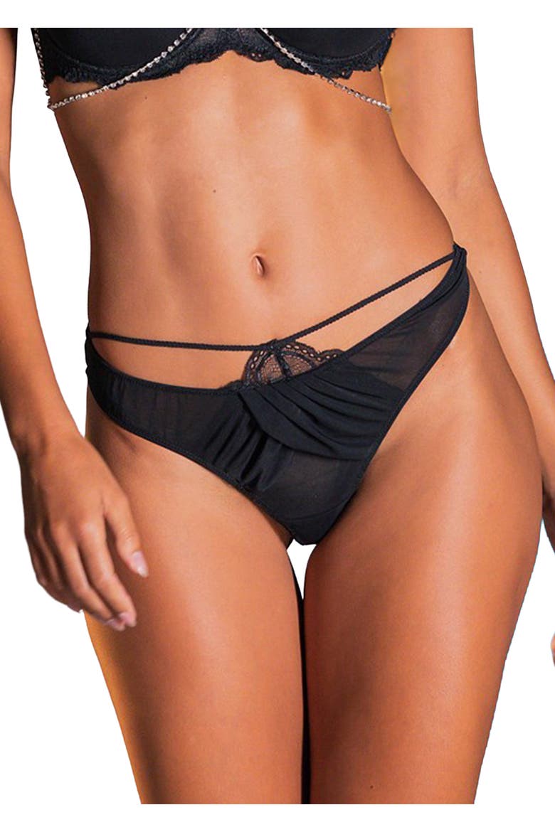 Women's Sexy Sheer Thong Panty, Main, color, Black