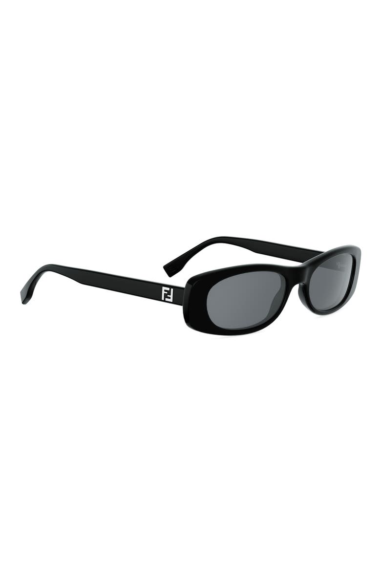 FF Squared 53mm Oval Sunglasses, Alternate, color, SHINY BLACK / SMOKE