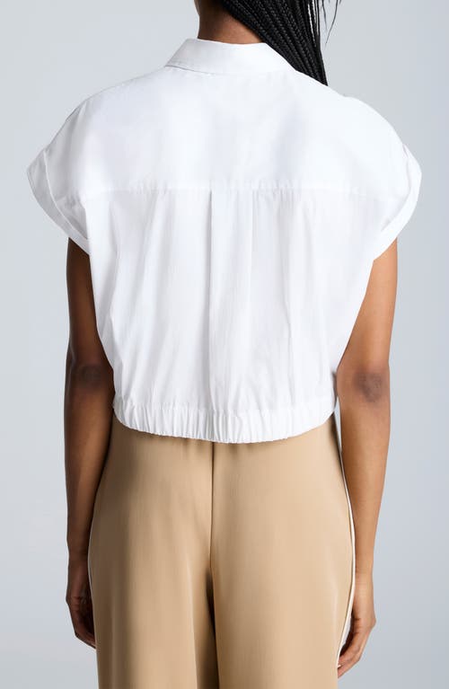 Kenneth Cole Drop Shoulder Crop Button-up Shirt In Pure White
