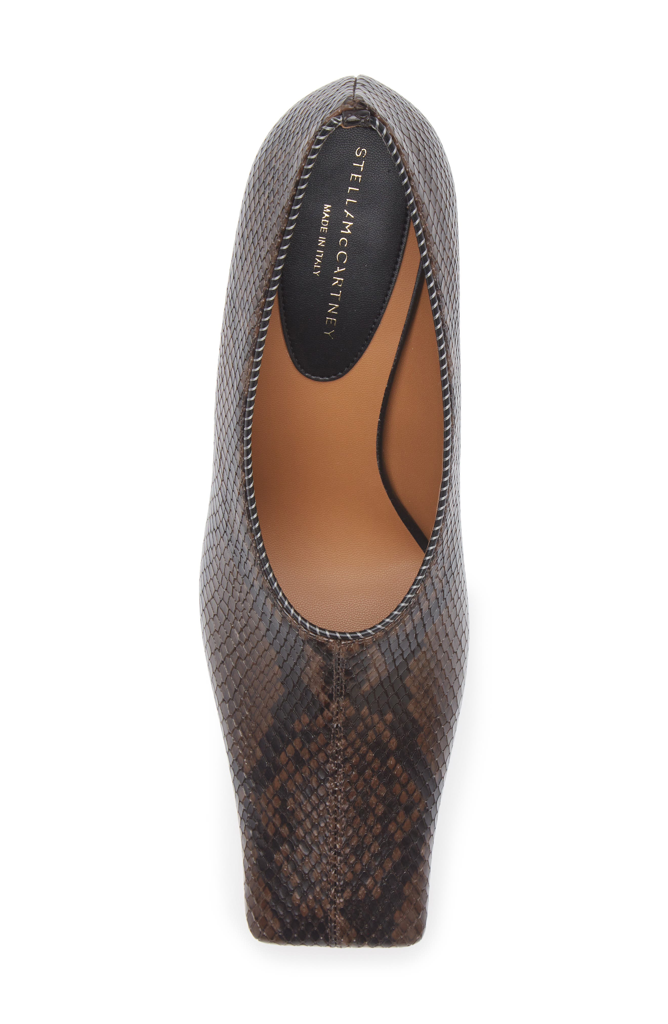 Stella McCartney Snakeskin Embossed Faux Leather Pump, Alternate, color, Coffee
