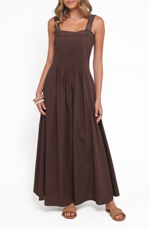 Alandra Pintuck Pleat Cotton Maxi Dress