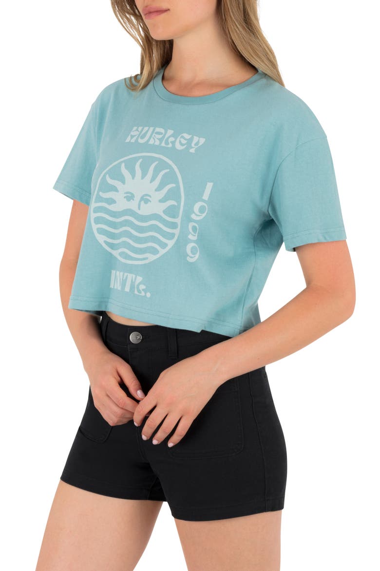 Bliss Boxy Crop Cotton Graphic T-Shirt, Alternate, color, REEF WATERS