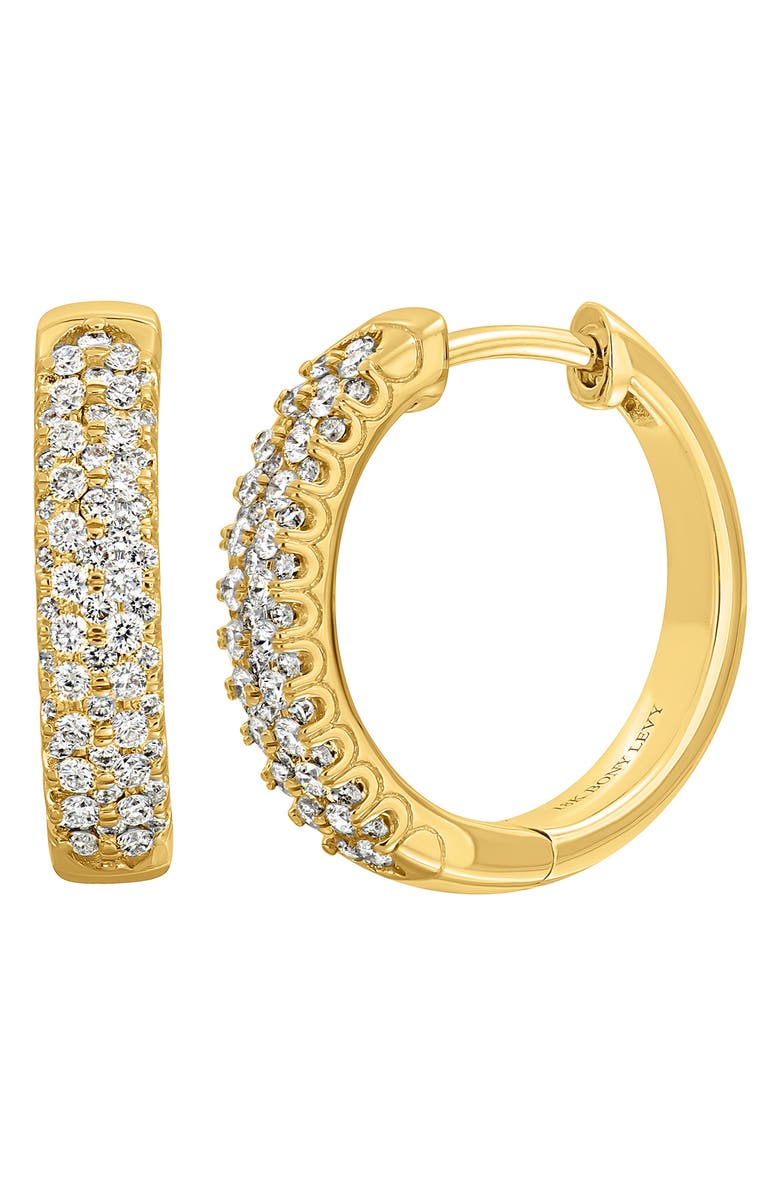 Bony Levy Diamond Huggie Hoop Earrings, Main, color, 18Ky
