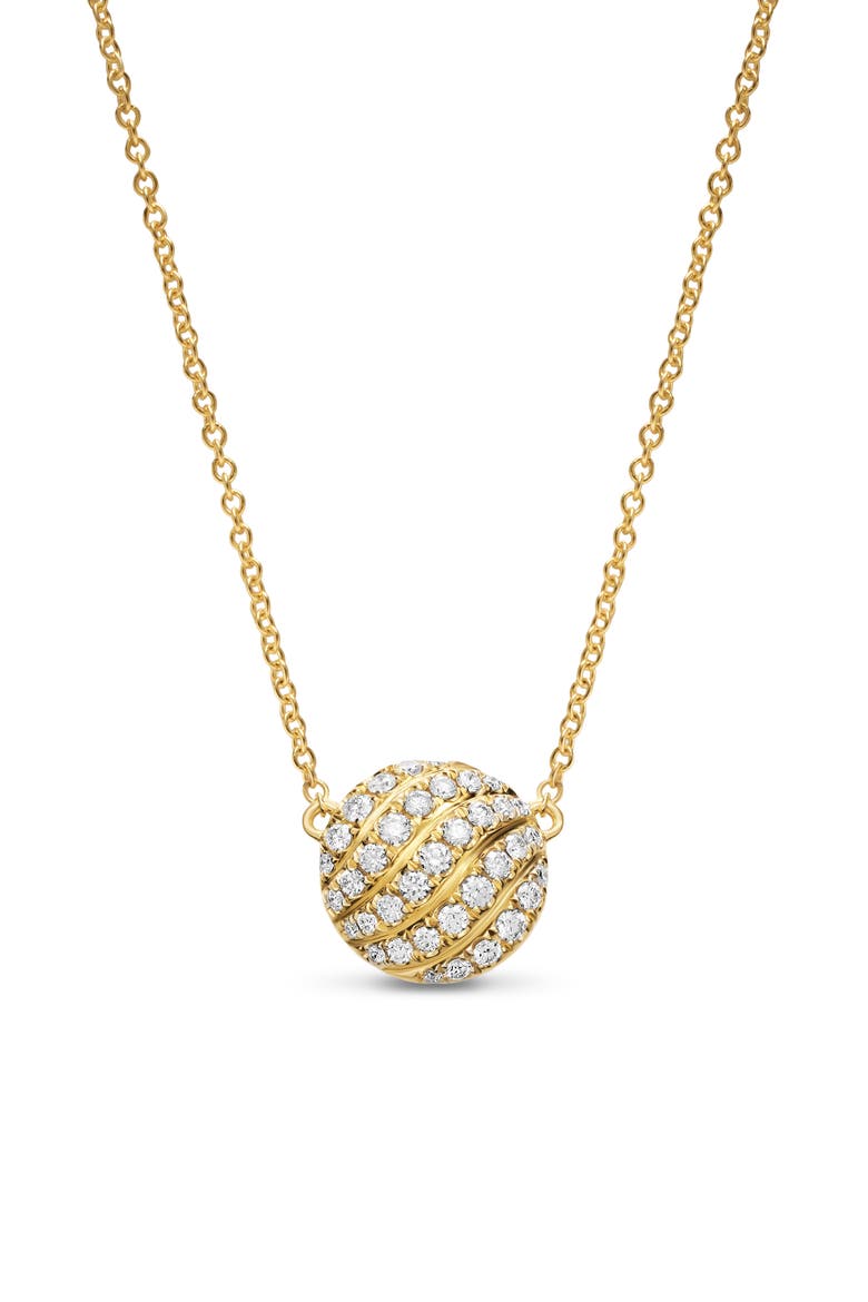 Sculpted Cable Pendant Necklace in 18K Yellow Gold with Diamonds, Main, color, GOLD