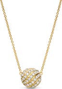 David Yurman Sculpted Cable Pendant Necklace in 18K Yellow Gold with Diamonds