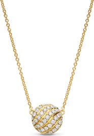 David Yurman Sculpted Cable Pendant Necklace in 18K Yellow Gold with Diamonds