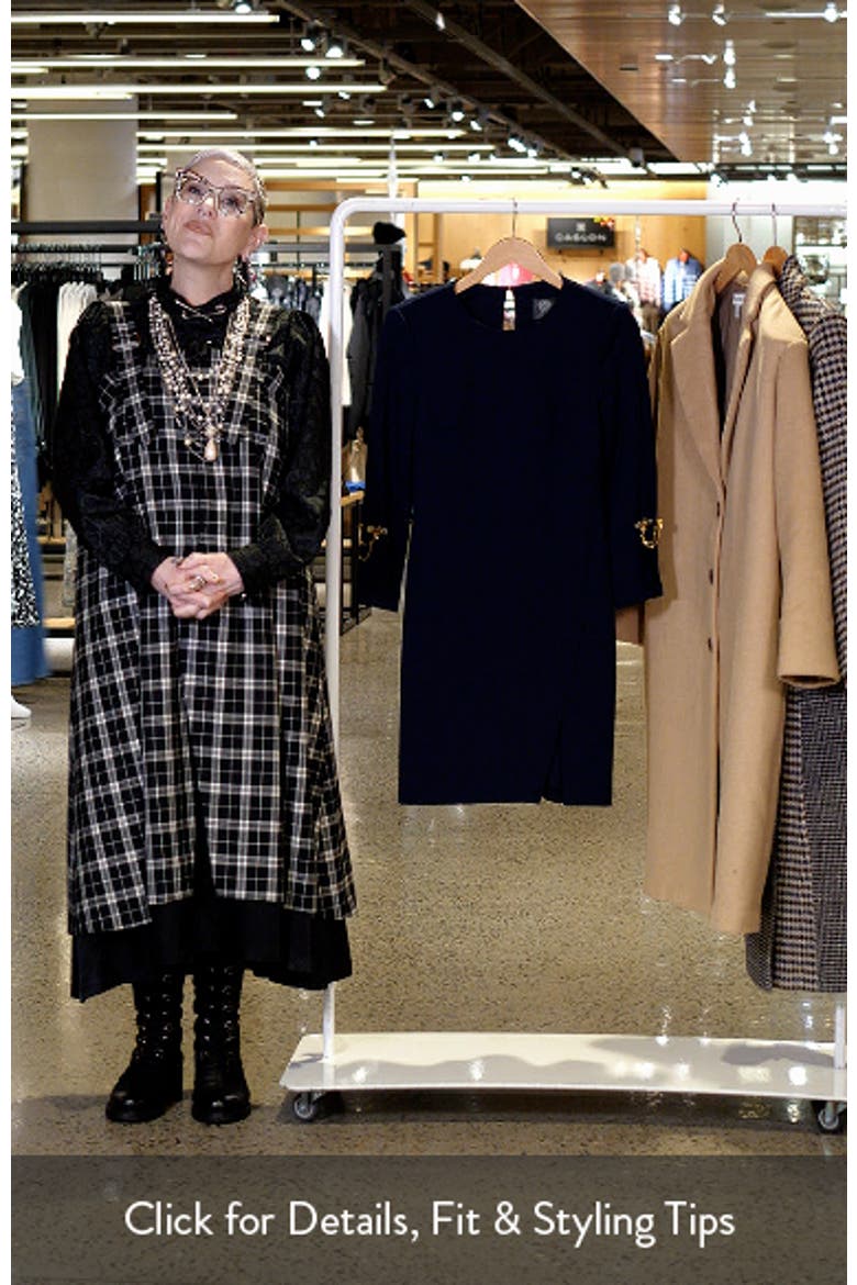 Brooch Detail Long Sleeve Crepe Shift Dress video