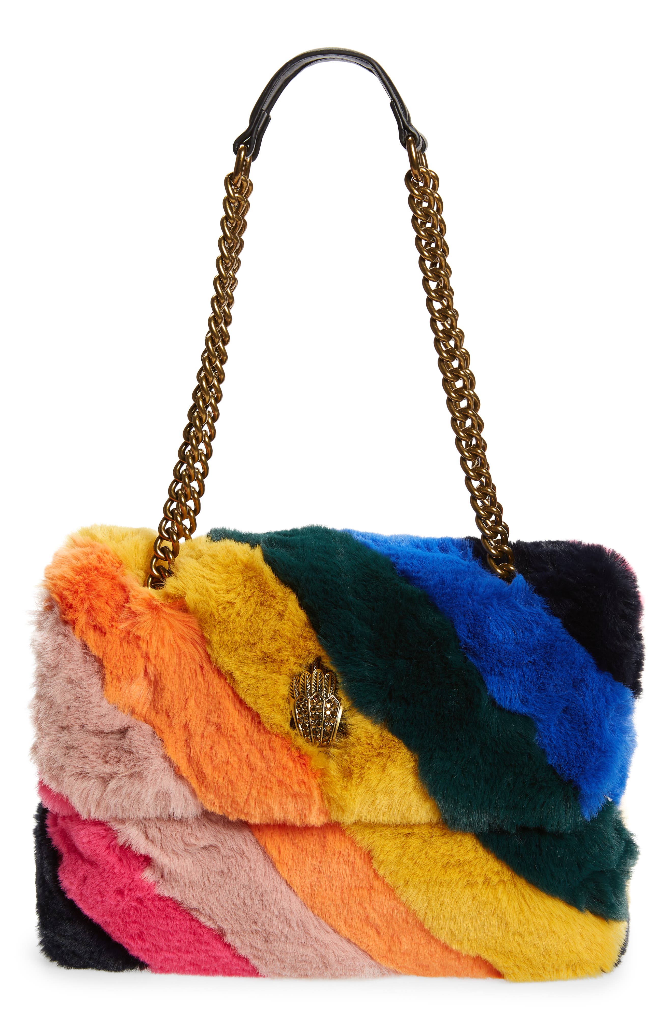 Kurt Geiger London Large Kensington Faux Fur Crossbody Bag, Main, color, 