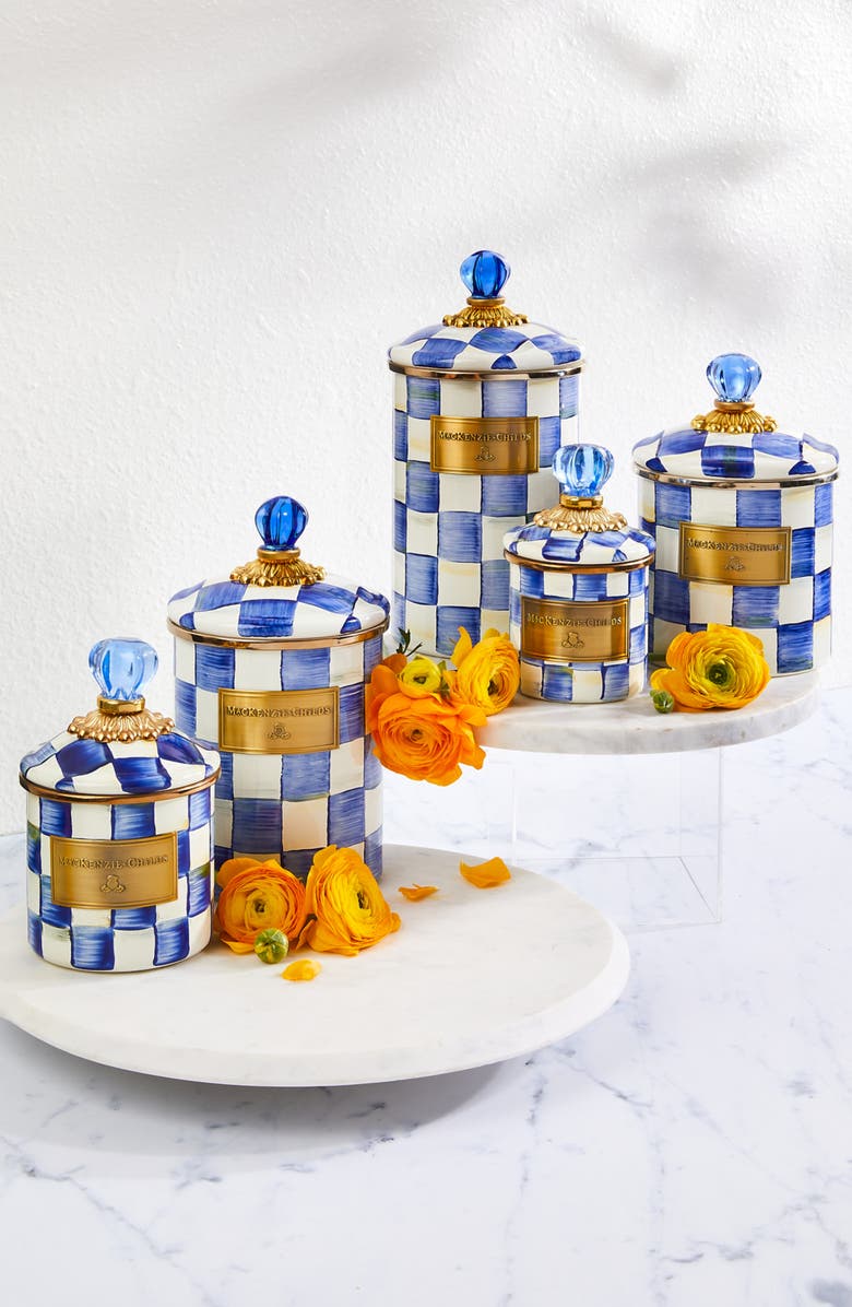 MACKENZIE CHILDS Royal Check Enameled Steel Canister, Alternate, color, 